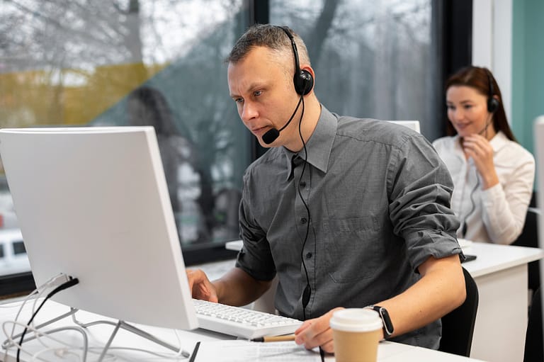 man-working-call-center-office